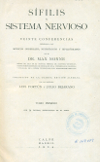 Portada del llibre Nonne M. Sífilis y sistema nervioso: veinte conferencias dedicadas a los médicos generales, neurólogos y sifiliógrafos. Madrid: Calpe, 1924.