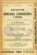 Portada de Archivos de rinología, laringología, otología.