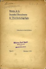 Portada de Boletín de la Sociedad Barcelonesa de Otorrinolaringología.