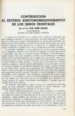 Portada de Suñé i Medan, Lluís. Contribución al estudio anatomoradiográfico de los seños frontales. Acta Médica Hispànica. 1943. 