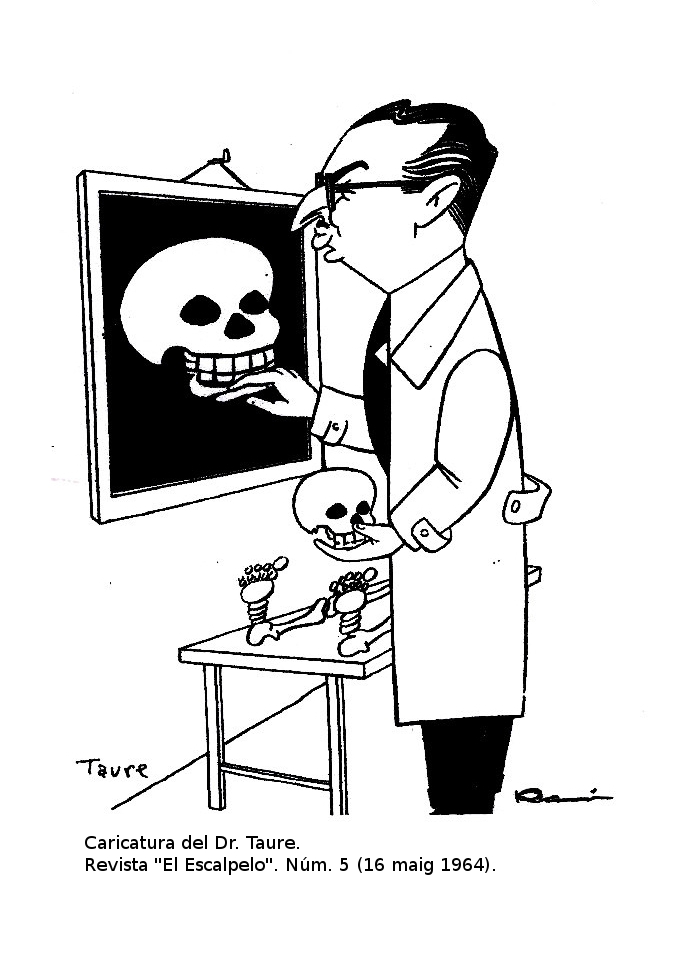 Caricatura del Dr. Taure extreta de: El Escalpelo. Núm. 5 (16 maig 1964). p. 2