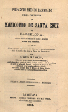 Portada del llibre: Proyecto médico razonado para la construccion del Manicomio de Santa Cruz de Barcelona.