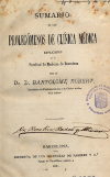 Portada del llibre: Sumario de los prolegómenos de clínicas médica explicados en la Facultad de Medicina de la Universidad de Barcelona por Bartolomé Robert.