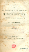 Portada del llibre Flourens P. Recherches expérimentales sur les propriétés et les fonctions du système nerveux dans les animaux vertébrés. [s.l.]: Chez Crevot, 1824.