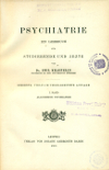 Portada del llibre Kraepelin E. Psychiatrie ein Lehrbuch für Studierende und Ärzte. Leipzig: Johann Ambrosius Barth, 1903.