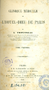 Portada del llibre Trousseau A. Clinique médicale de l’Hôtel-Dieu de Paris. Paris [etc.]: J.-B. Baillière et fils [etc.], 1861.
