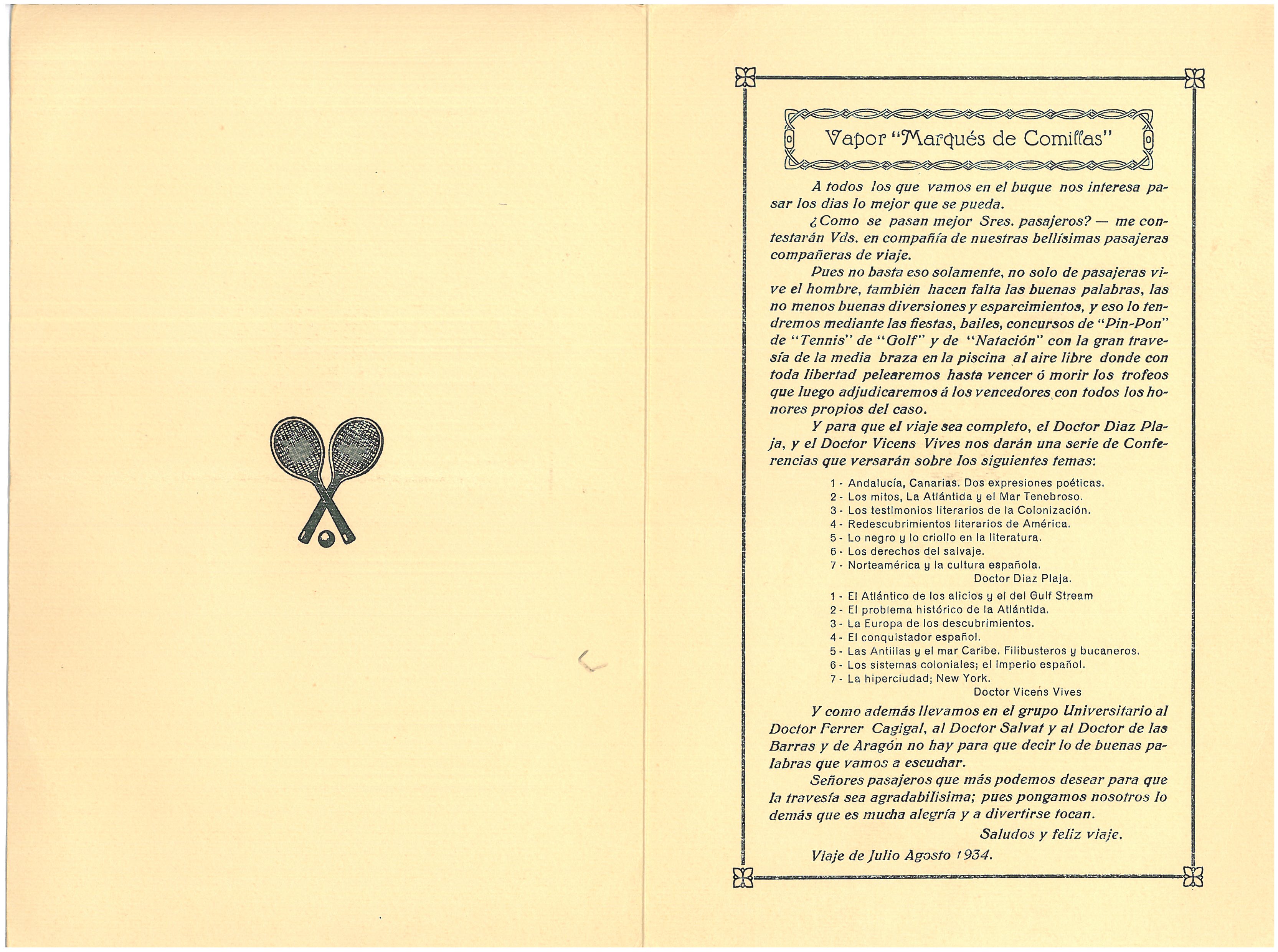 34. Welcome to the ship and preview of the on-board program, written in special style.