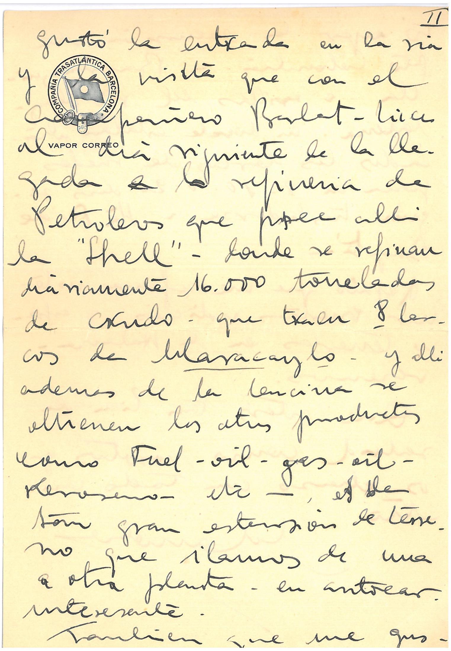 73. The visit to the Shell refinery described by the engineer M. Taboada (fragment of a letter).