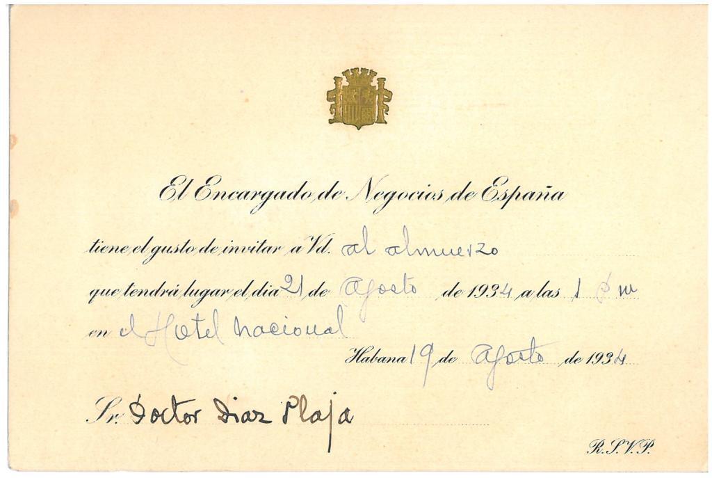 77. One of the numerous invitations posed to the students during their stay in La Habana.