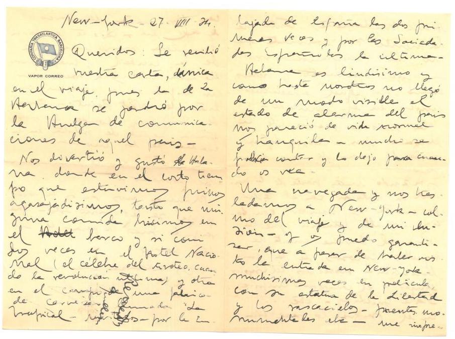 84. First impressions of M. Taboada upon arrival in New York.