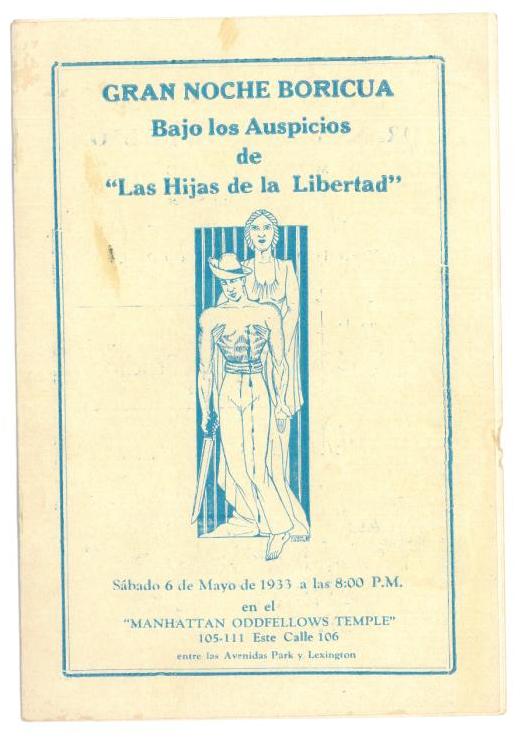 86. Programme handout about an interesting event in New York: Puerto Rican women adhere to the independence movement.