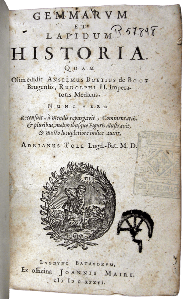 Boodt, Anselmus de, 1550-1632. Gemmarum et lapidum historia