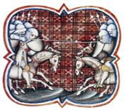 Il·lustració del manuscrit Il·luminat - Grandes Chroniques de France (1375) - Episodi de la batalla