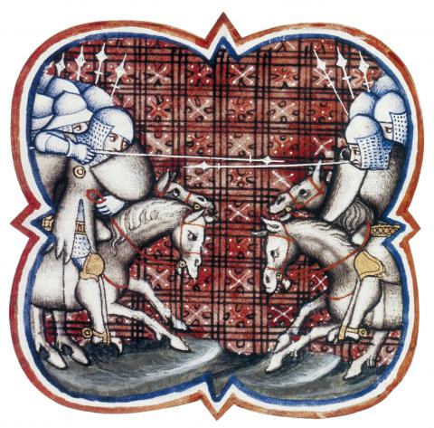 Il·lustració del manuscrit Il·luminat.  Grandes Chroniques de France (1375)  Episodi de la batalla