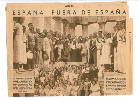 4. El diario "Ahora", de Madrid, informa de la expedición universitaria a su  paso por Grecia el día 13 de julio de 1933.