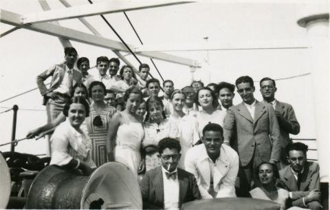 41. Some of the students and professors on the ship deck.