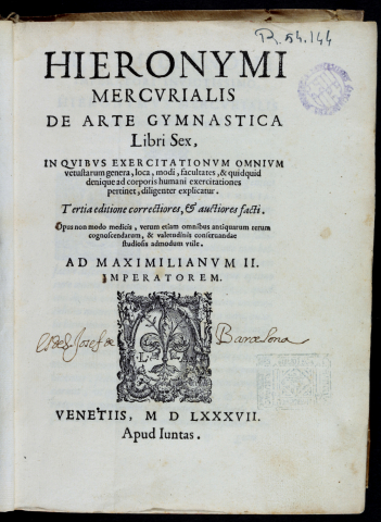Hieronymi Mercvrialis de arte gymnastica libri sex:...