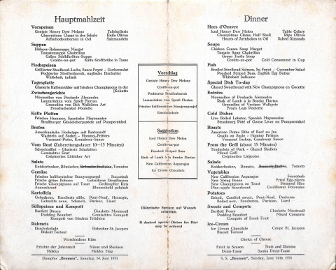 Exposició virtual del CRAI Biblioteca del Pavelló de la República: Els menús del vaixell SS. Bremen