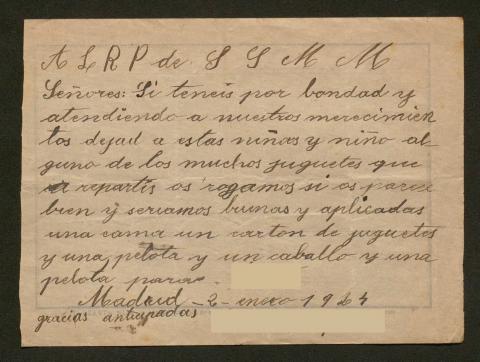 Col·labora amb la transcripció de la col·lecció Cartes als Reis d'Orient del CRAI de la UB