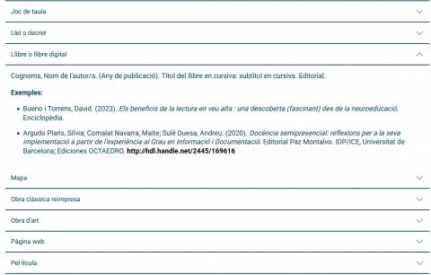 Nova pàgina al web del CRAI sobre citacions: Estil APA