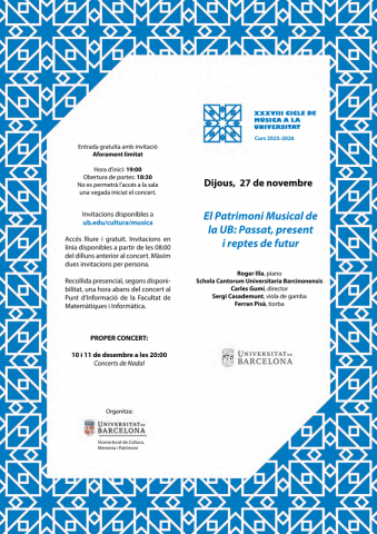 Acte de presentació de la nova web de Patrimoni musical de la Universitat de Barcelona