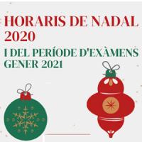 Horaris de Nadal i període d'exàmens 2020-2021 als CRAI Biblioteques de la UB