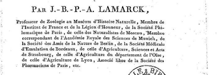 Fronstispici de la Philosophie zoologique de Lamarck, 1809 (gallica.fr)