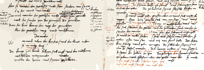 06. Facsímil de cada pàgina del manuscrit de Luther amb la transcripció de Sl 1,1 a 2,2 i Jb 41,2-22
