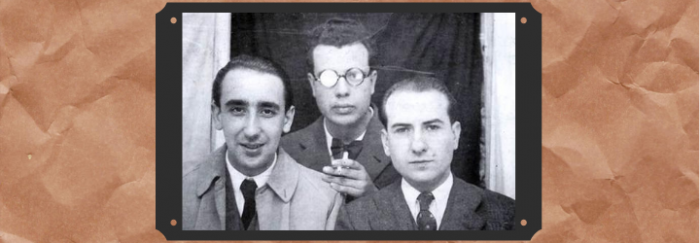 Álvaro Cunqueiro, Francisco Fernández del Riego e Carvalho Calero. [Fotografía] Santiago de Compostela, 1930. Parlamento de Galicia.  Domini públic. <https://bit.ly/3dbifwV>